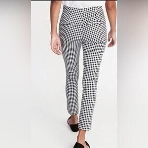 UEC OLD NAVY BLACK WHITE HOUNDSTOOTH PRINT HIGH WAISTED ANKLE PANTS SZ 8